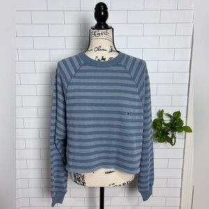 American Eagle Blue Striped Cropped Sweatshirt Size XS NWT